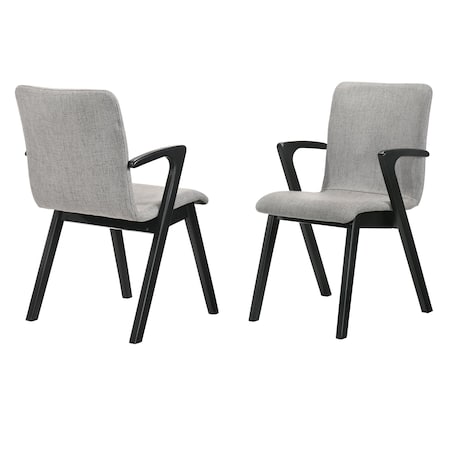 Armen Living Varde Mid-Century Gray Upholstered Dining Chairs in Black Finish, PK2 LCVRSIGRBL